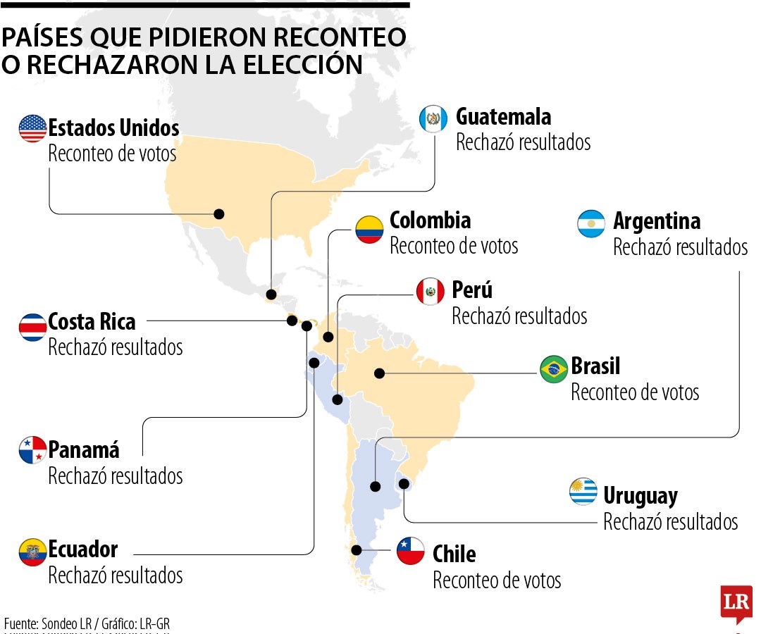 Países que rechazaron la elección de Maduro