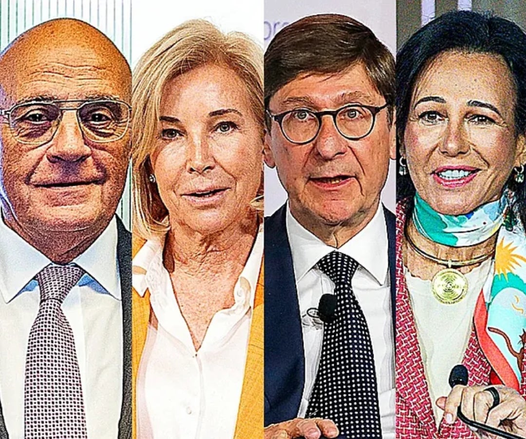 Josep Oliu, presidente de Banco Sabadell; María Dolores Dancausa, presidenta de Bankinter; José Ignacio Goirigolzarri, presidente de CaixaBank y Ana Botín, presidenta de Banco Santander.