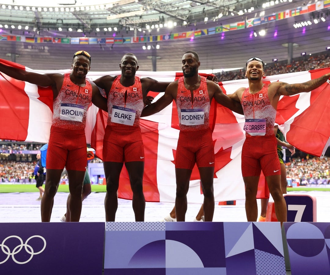 Aaron Brown, Jerome Blake, Brendon Rodney y Andre de Grasse