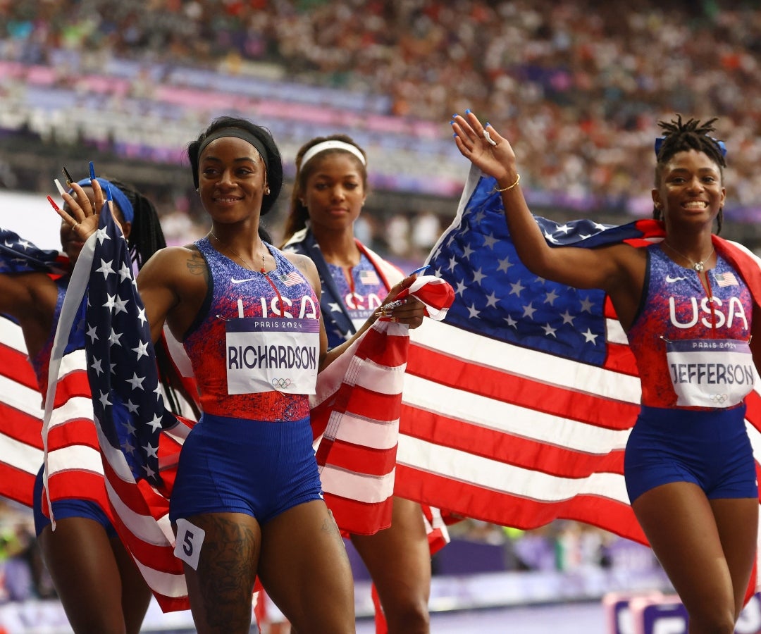 Sha'Carri Richardson, Gabrielle Thomas, Twanisha Terry y Melissa Jefferson