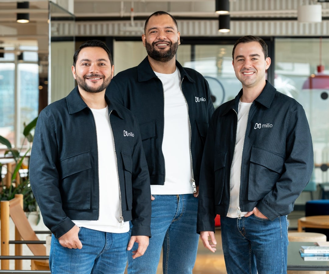 Juan Luis Pérez, CEO de Milio, Daniel Gómez, Erwin Alzate