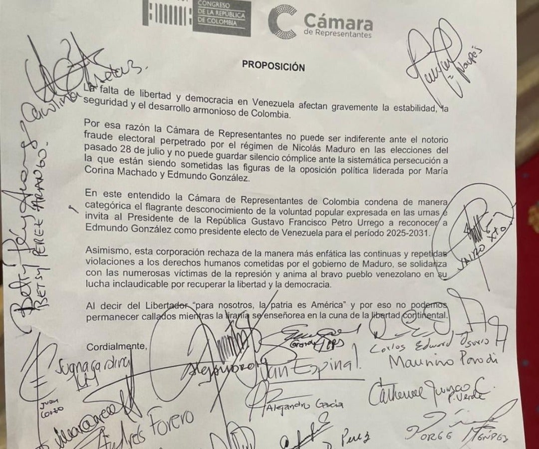 Proposición firmada por mayorías de la Cámara