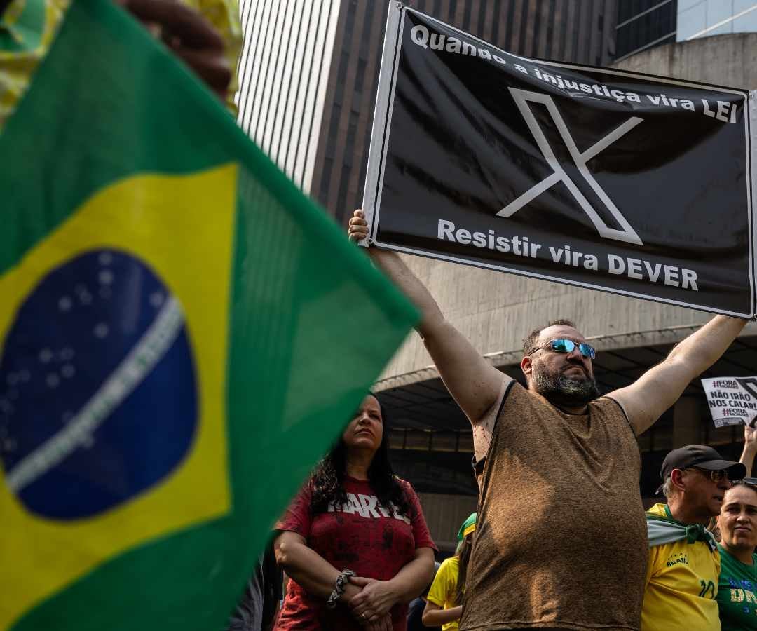 Marchas en contra de la prohibición de X en Brasil