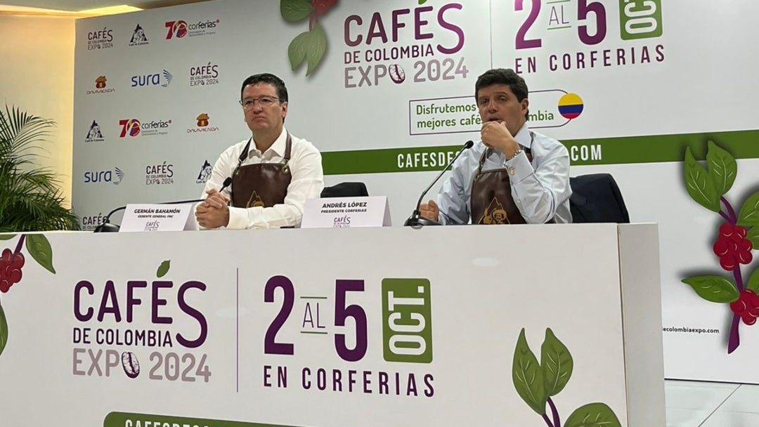 Germán Bahamón, gerente de la FNC, y Andrés López, presidente de Corferias