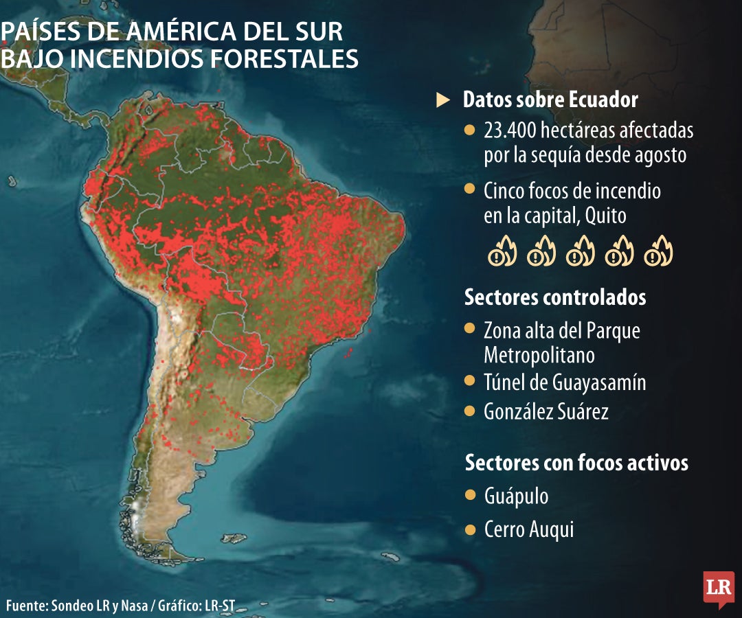 Cuatro países de Sudamérica bajo incendios