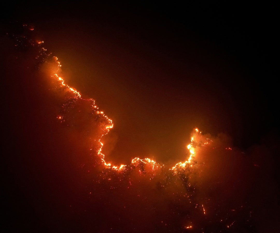 Incendio de vegetación en llamas en la selva amazónica