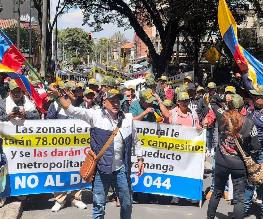 Manifestantes frente al Ministerio de Ambiente