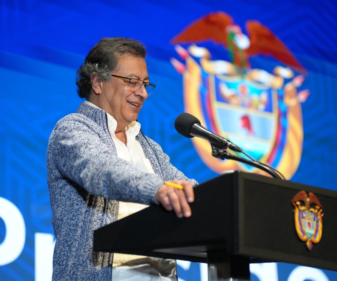 El presidente Gustavo Petro durante una alocución pública