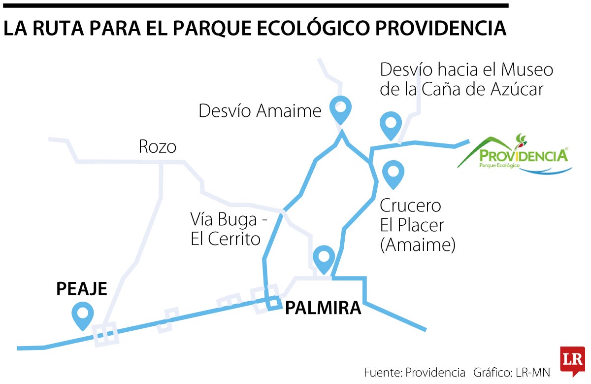 La ruta para el parque ecológico Providencia