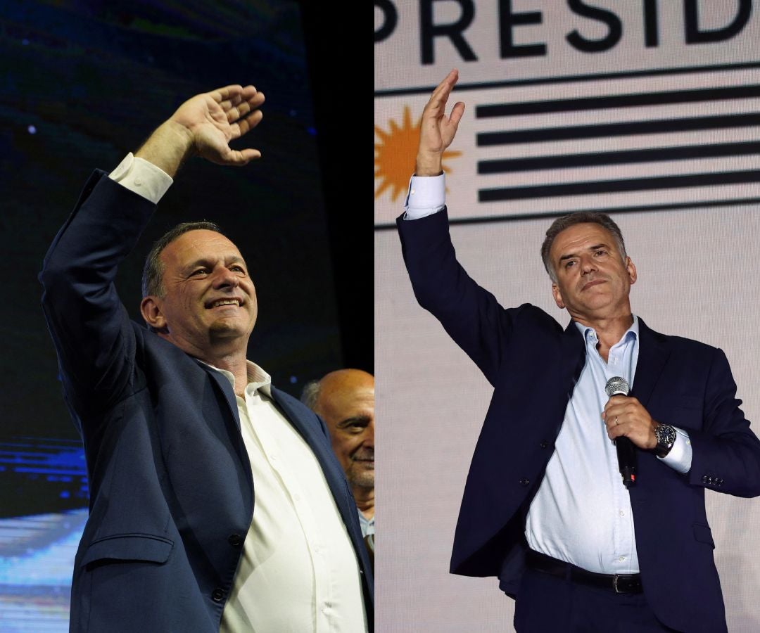 Alvaro Delgado y Yamandu Orsi, candidatos presidenciales de Uruguay