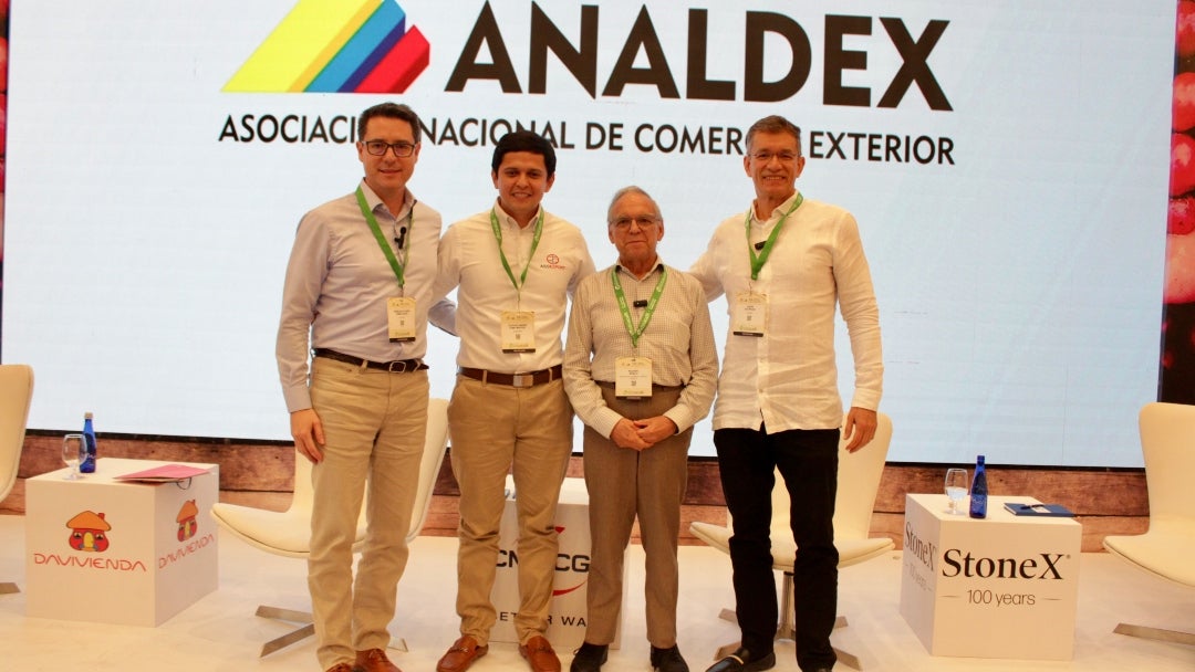 Francisco Gómez, CEO de Colcafé; Gustavo Gómez, dir. de Asoexporto, Ricardo Bonilla, ministro de Hacienda y Javier Díaz, pdte de Analdex