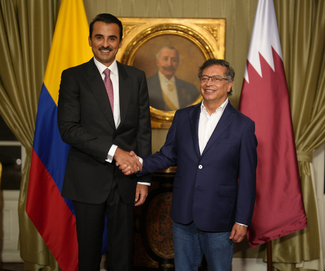 Presidente Gustavo Petro y el Emir de Qatar, el Jeque Tamim bin Hamad Al-Thani