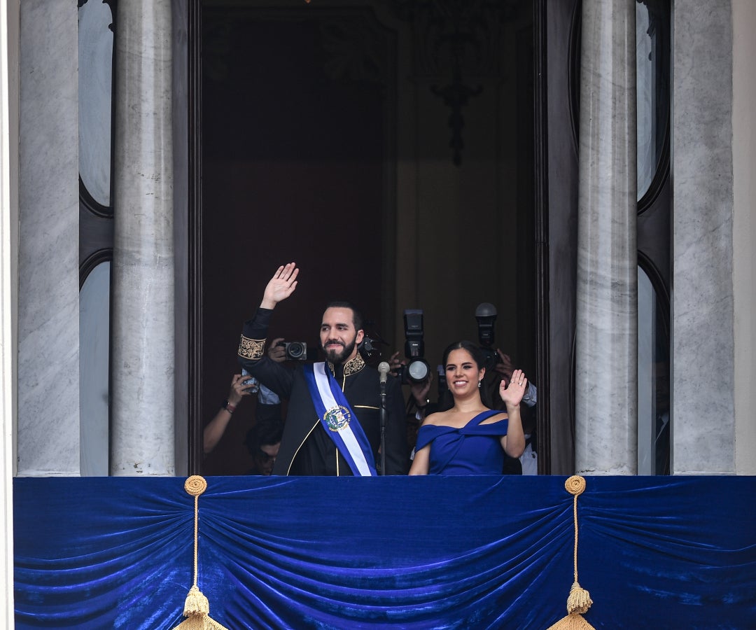 El presidente Nayib Bukele durante la ceremonia de inauguración de su segundo mandato