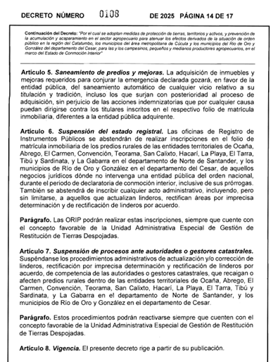 Decreto 0108 de 2025