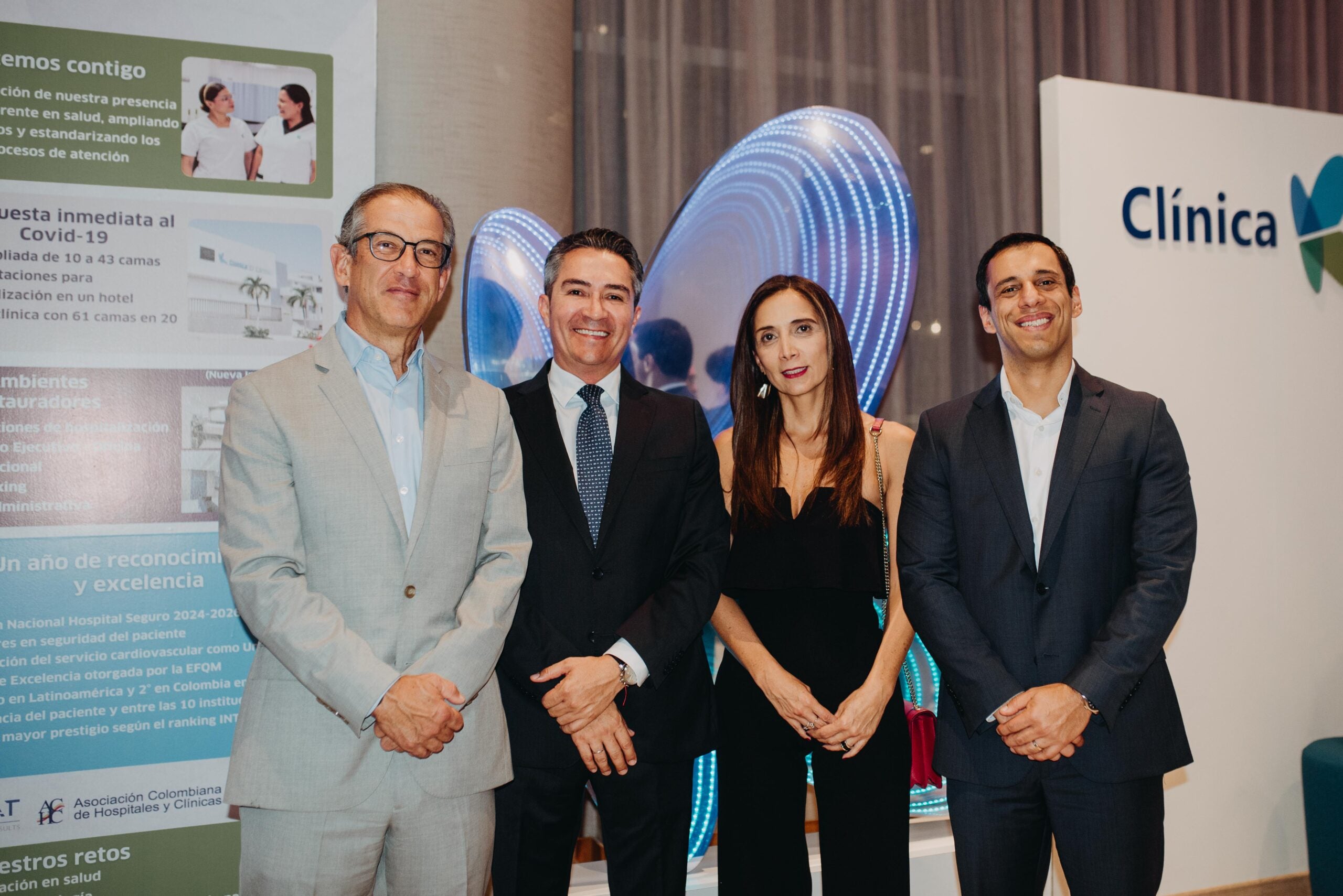 Diego Quintero; Elkin Ramos, gerente de planeación y desarrollo de Clínica Colsanitas; Andrea Rodríguez, vicepresidente ejecutiva de centros médicos Colsanitas; y Fabio Macías, vicepresidente financiero de Keralty.