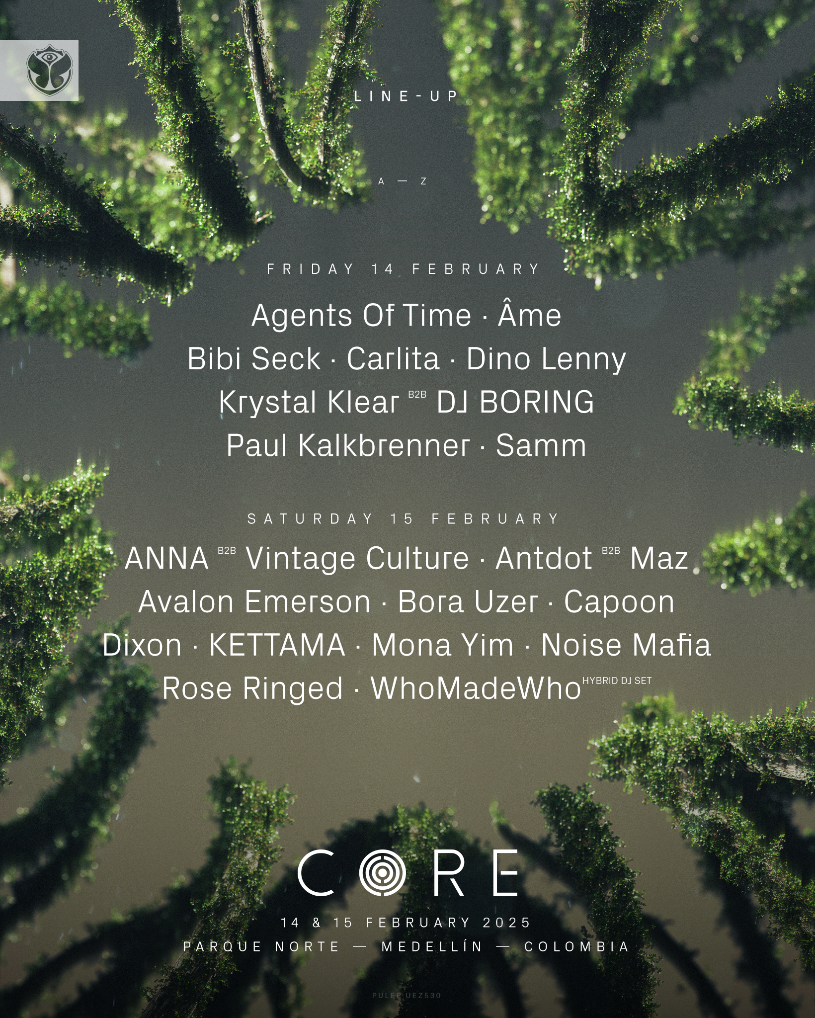 Cartelera de Tomorrowland CORE Medellín