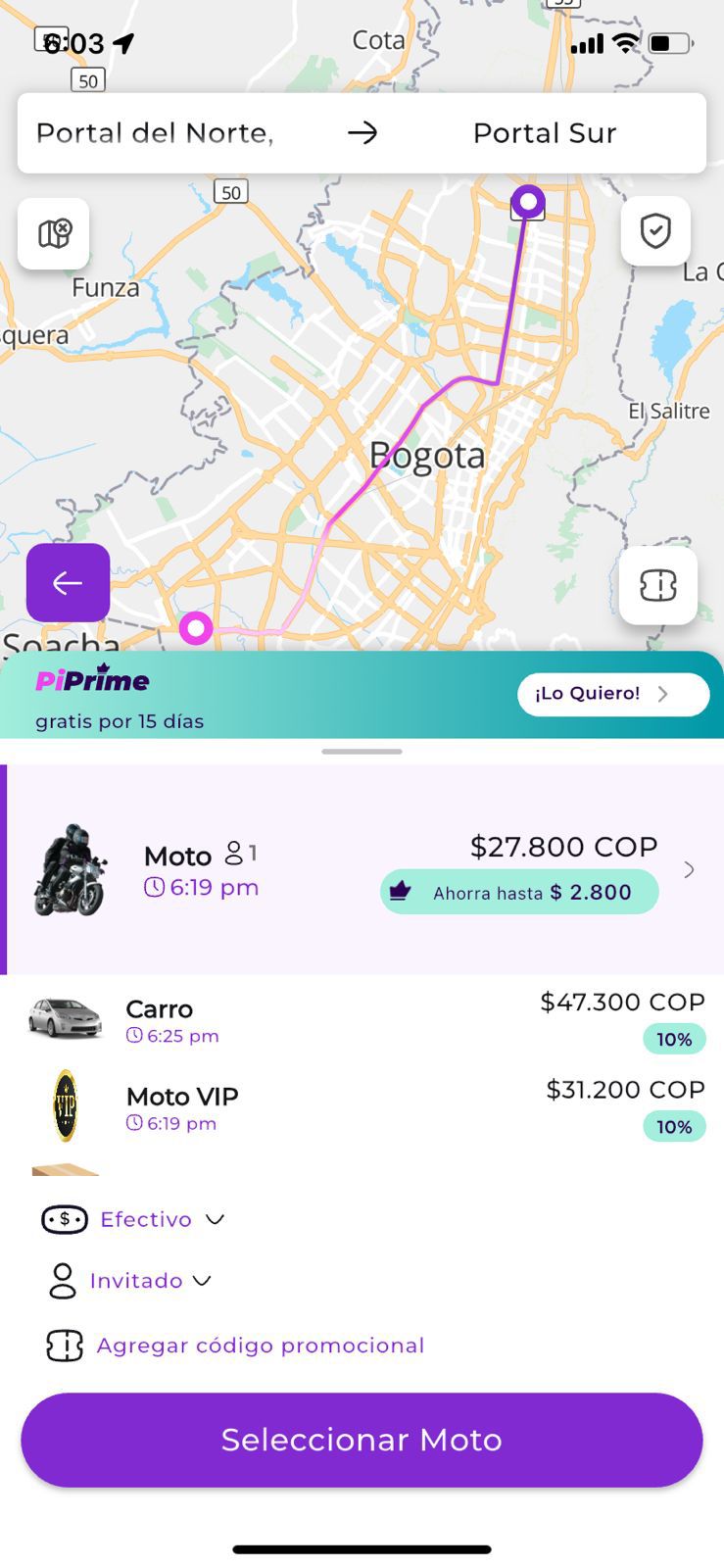 Tarifas martes en la noche