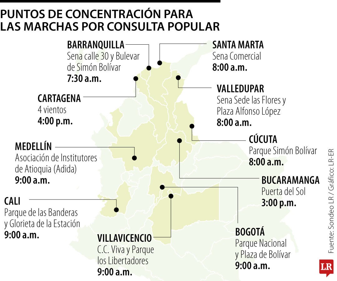 Puntos de concentración para las marchas por consulta popular