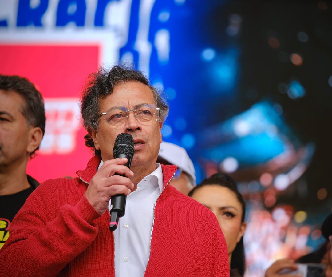 El presidente Gustavo Petro durante la jornada de marchas del día cívico de este martes