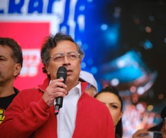 El presidente Gustavo Petro durante la jornada de marchas del día cívico de este martes