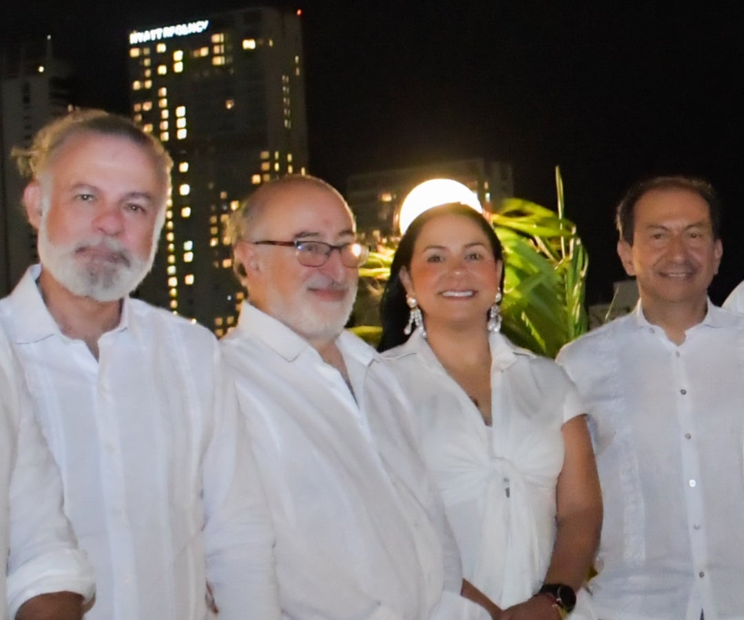 Jesús González, CEO de Prestomedia; Juan Lozano, director de la FM; Liliana Rodríguez; y Andrés Mompotes, director de El Tiempo.