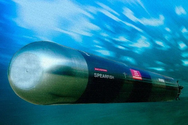 El torpedo Spearfish de la Royal Navy, fabricado por BAE Systems.