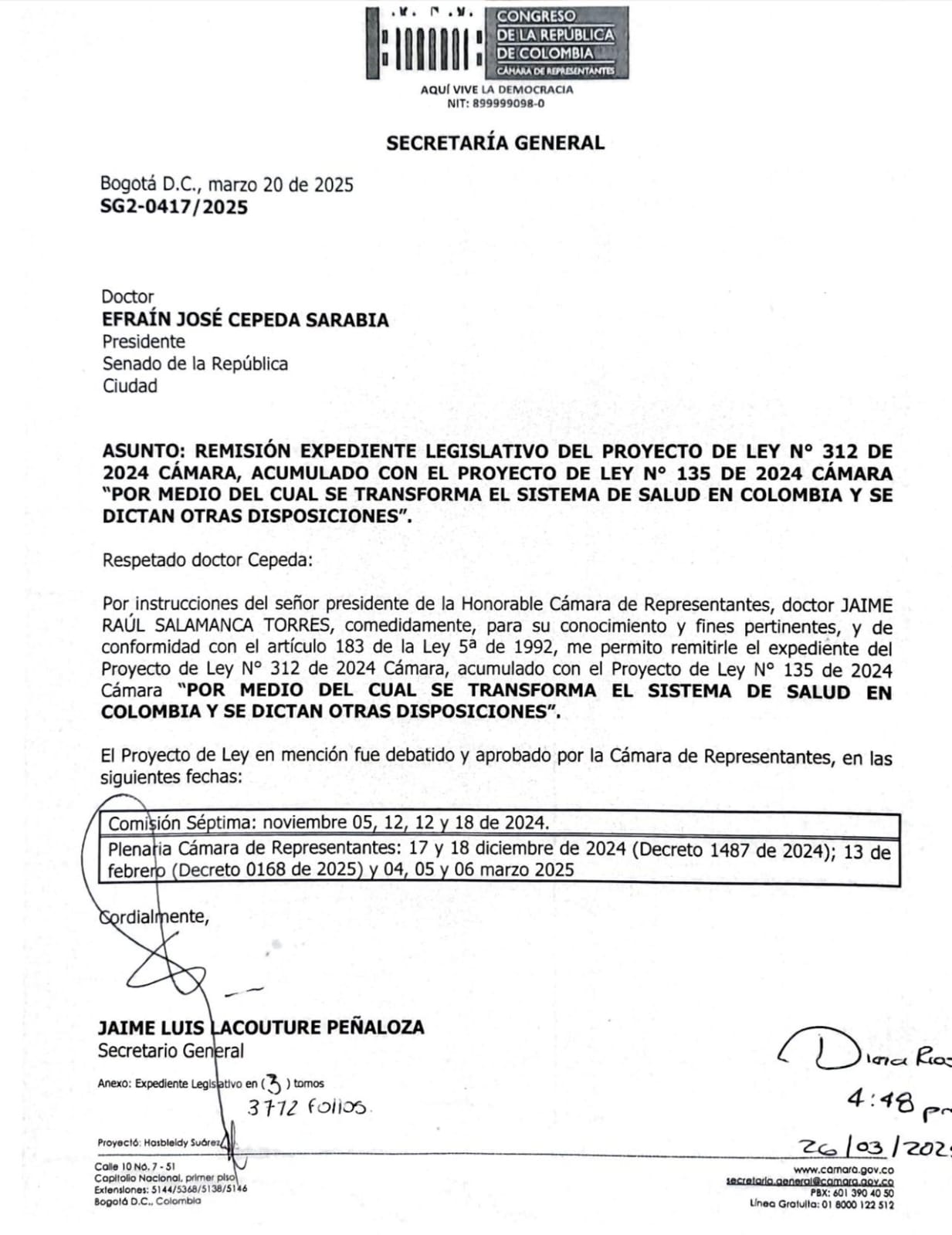 Expediente legislativo del proyecto de reforma a la Salud