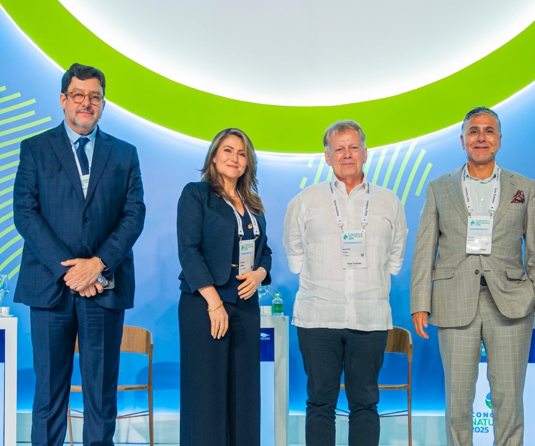 Augusto Salomón, presidente ejecutivo de la Asociación Brasilera de Distribución de Gas Natural; Liliana Gómez, presidente de Shell Colombia; Ricardo Ávila, analista senior; y Carlos Cortés Simón, presidente ejecutivo de la Asociación Empresas Gas Natural - Chile.