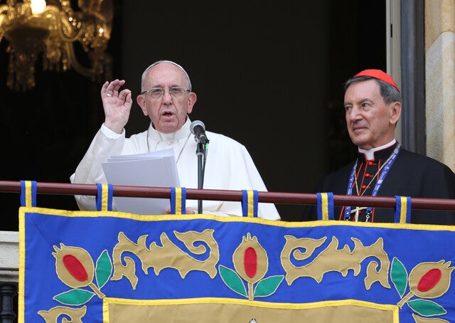 Papa Francisco en Palacio Cardenalicio en Bogotá en 2017.