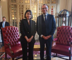 Los ministros de asuntos exteriores, Laura Sarabia y Espen Barth Eide.