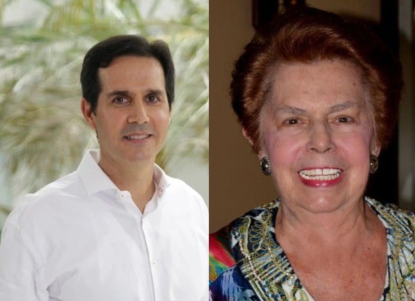 Pedro Carvajar, presidente de Carvajal SA, y su madre, Silvia Cabal.
