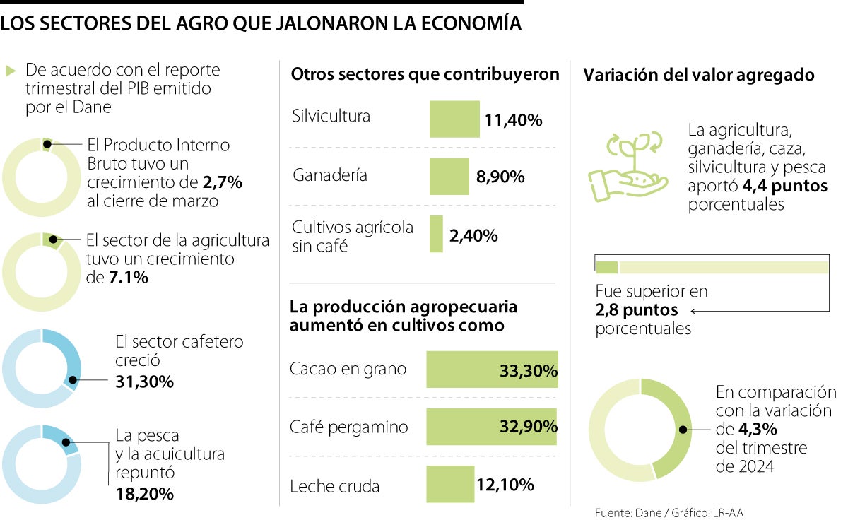 Sectores agro que jalonaron la economía en el primer trimestre de 2025