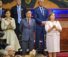 Presidente Gustavo Petro durante la ceremonia de posesión de su homólogo Daniel Noboa Presidente Gustavo Petro durante la ceremonia de posesión de su homólogo Daniel Noboa