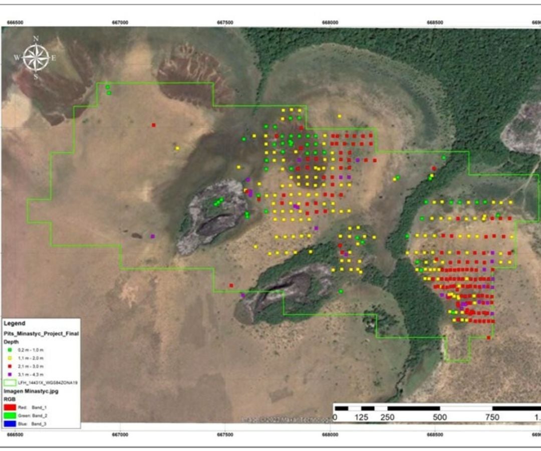 Pozos identificados en la propiedad Minastyc