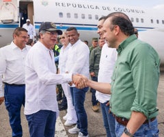 Consejo de seguridad cali Llegada del Presidente de La República al consejo de seguridad en Cali, en la Base Aeroespacial Marco Fidel Suárez.