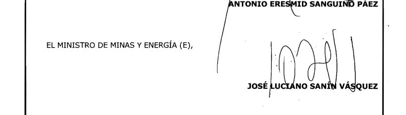 Firma de José Luciano Sanín Vásquez, como ministro de Energía (e)