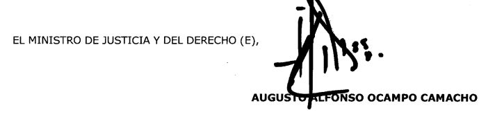 Firma de Augusto Alfonso Ocampo, como ministro de Justicia (e)