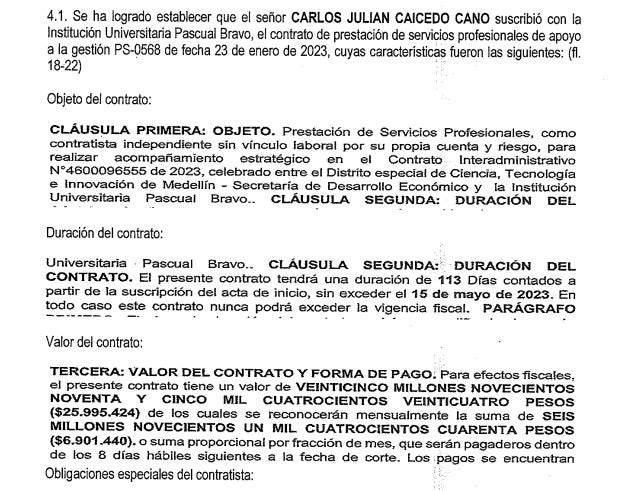 Contratos de Carlos Julián Caicedo, asesor del Invías