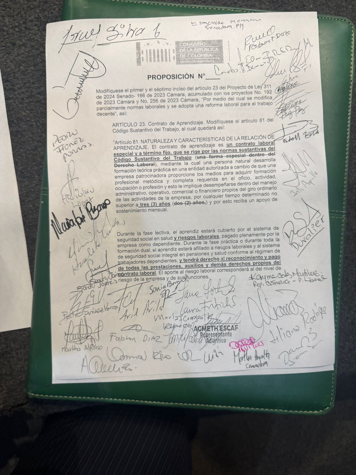 Parágrafo tres del artículo 23 de la reforma laboral