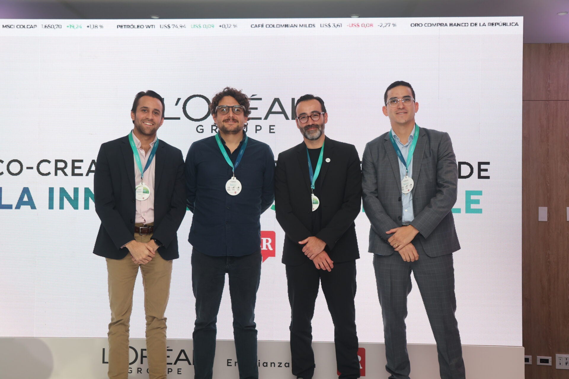 Sebastián Jaramillo, Dir. de RappiAds Colombia; Juan Esteban Rodríguez, gerente de Región Andina en Meta; Carlos Alzate, director de marketing en L´Oréal Groupe; y José Madero, gerente comercial de Marketplace.