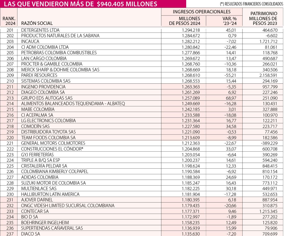 De las 201 a la 300, las empresas más grande de 2024