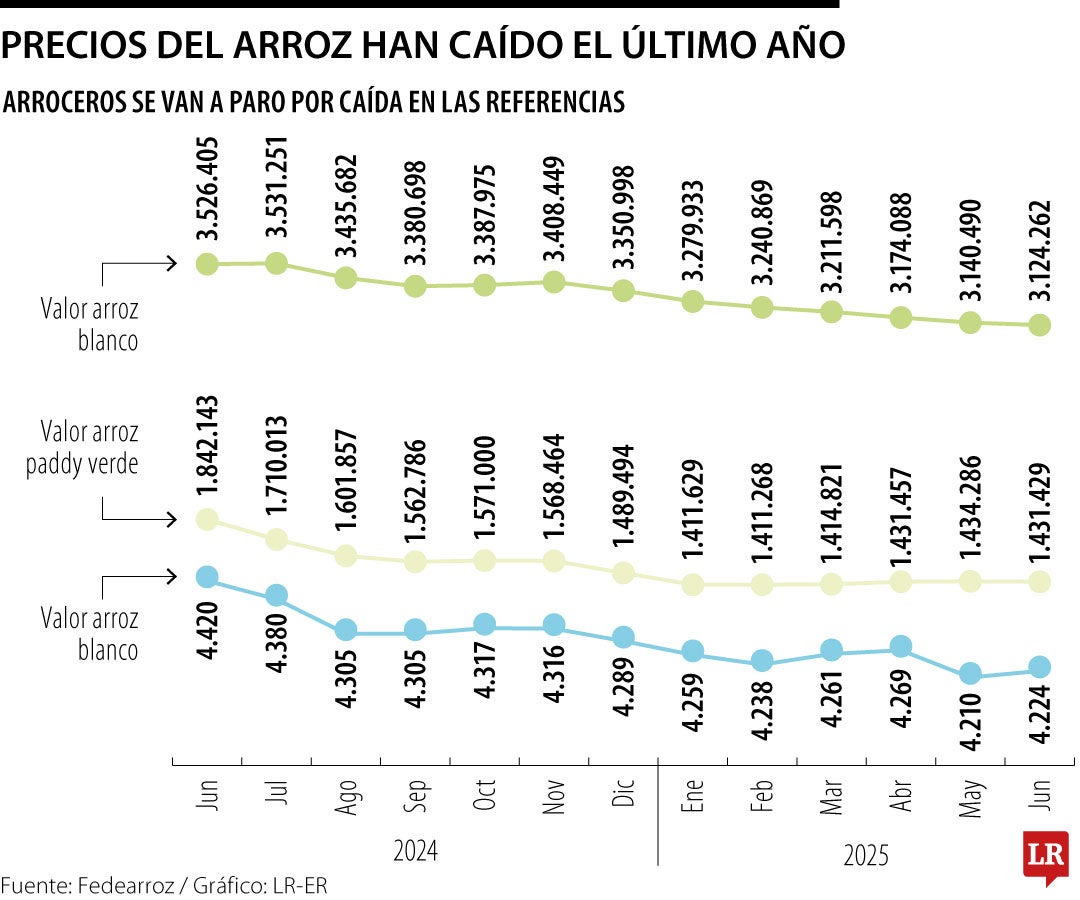 Precios del arroz con corte a junio de 2025