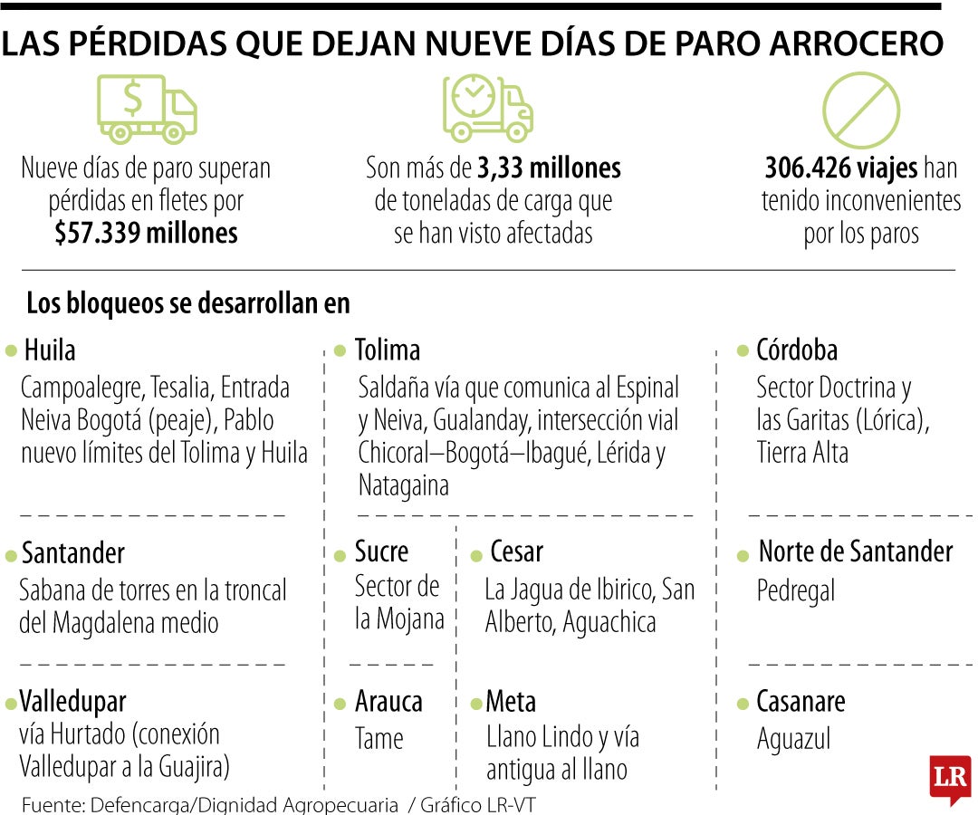 Paro arrocero deja pérdidas millonarias