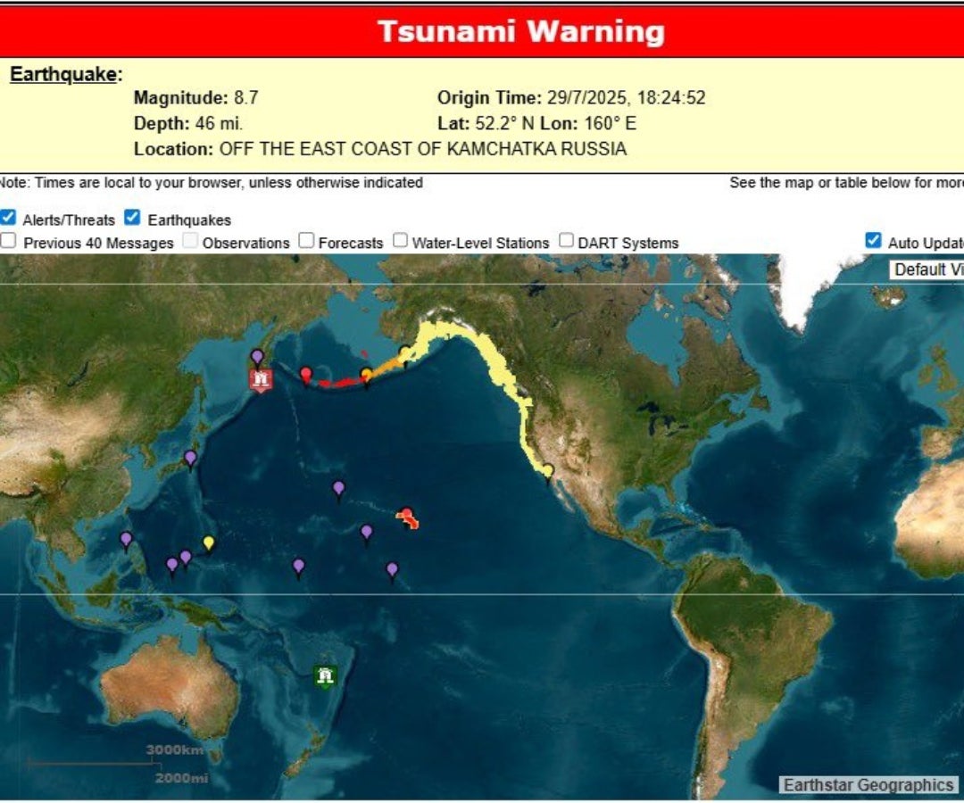 Japón alertó de tsunami luego de terremoto de 8,7 en la península rusa Kamchatka