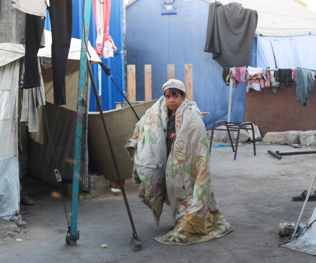 Refugiados en la ciudad de Gaza