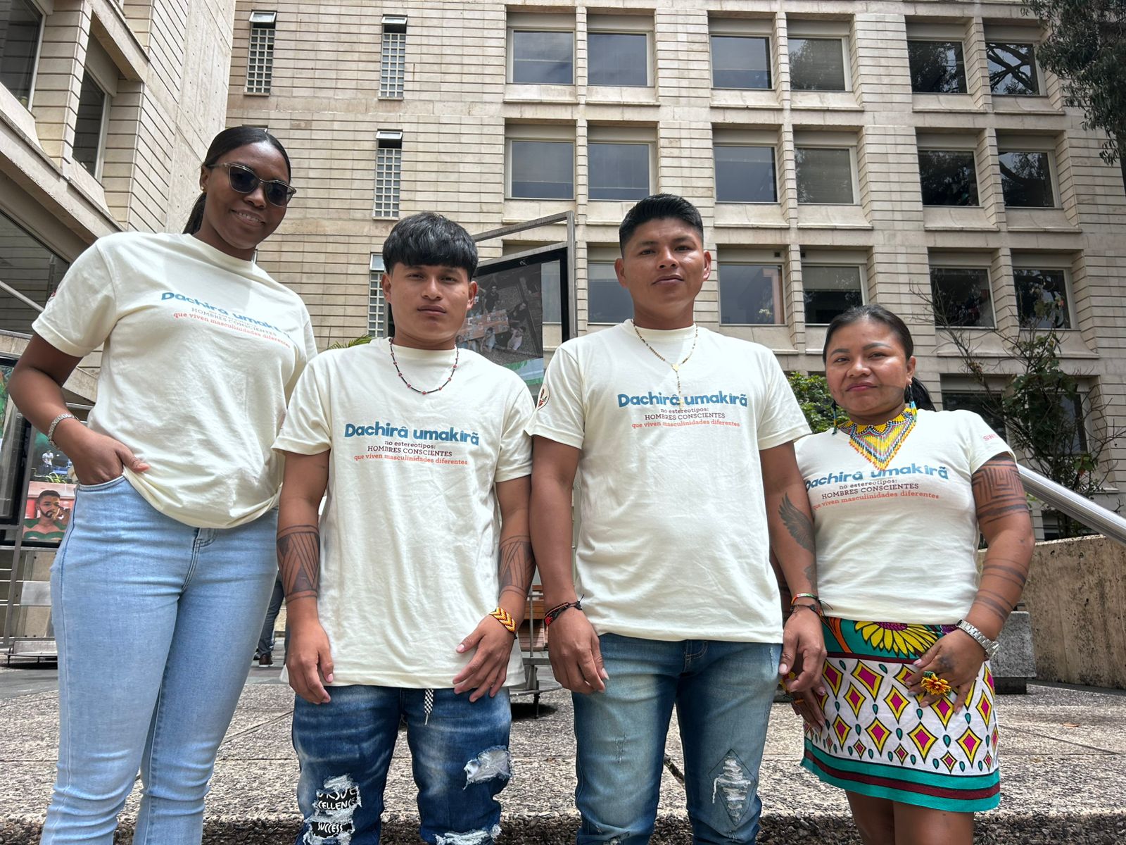Angely Gutiérrez, José Lizar Lana, Leonildo Caizamo y Leidy Caizamo, del colectivo de masculinidades Bahía Solano-Costa Pacífica.
