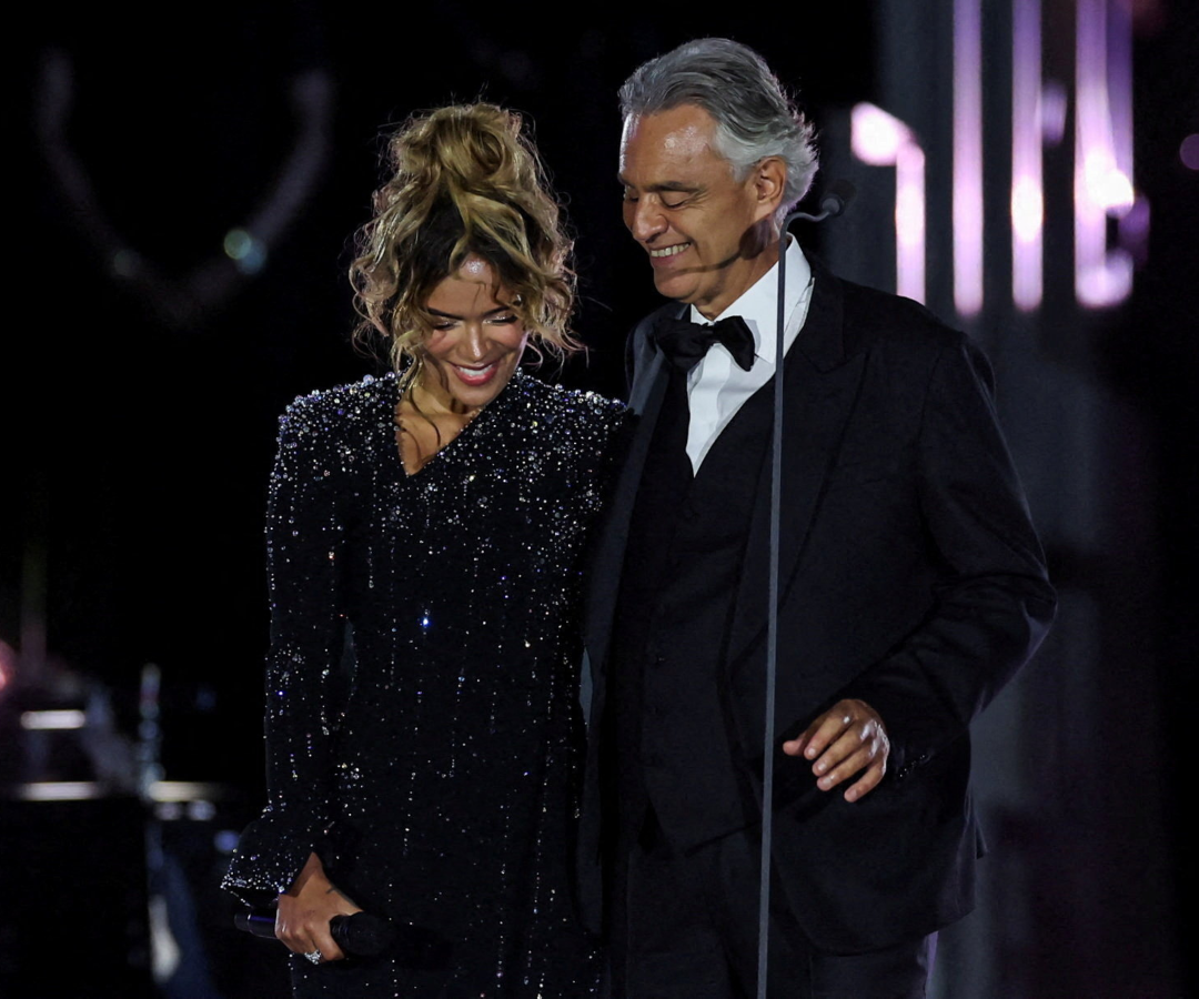 Karol G y Andrea Bocelli se presentan durante el concierto _Grace for the World_