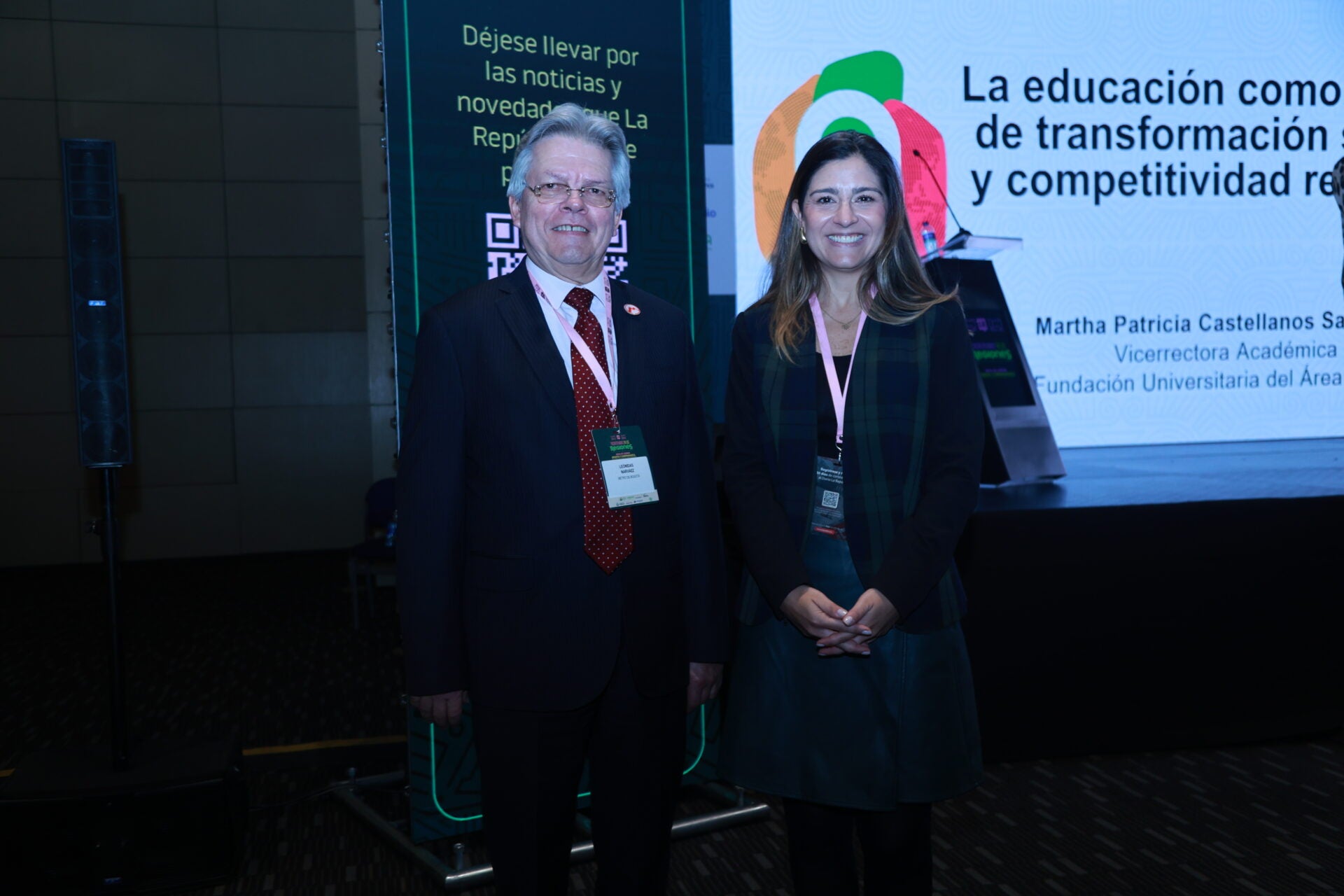 Leonidas Narváez, gerente de la Empresa Metro de Bogotá; y Juliana Bejarano, gerente seccional Cundinamarca, Bogotá y Boyacá de la Andi.