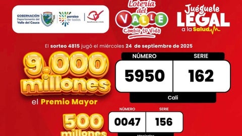 Números ganadores de la lotería del Valle el 24 de septiembre