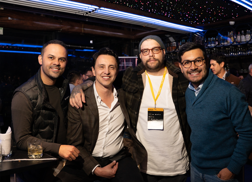 Julián Piedrahíta, corporativo de Colombia Tech Week; Chris Rojas, CEO de Event Plus; Frank Prieto, CEO de La Punta del Iceberg; y Matt Carrasco, CEO de Spazio Creative.